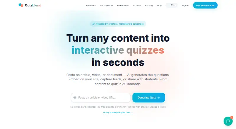 Quizblend's own site