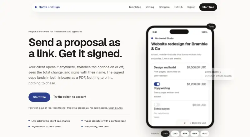 Quote and Sign's own site