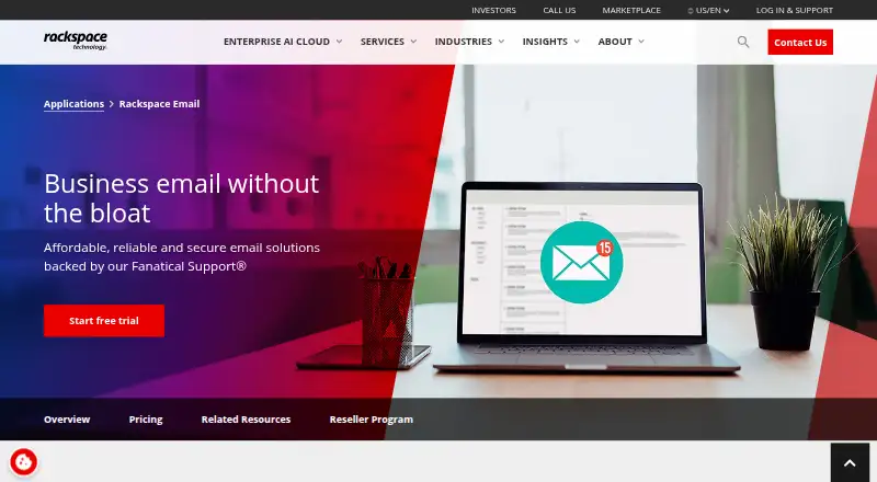 Rackspace Email's own site