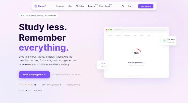 Raena AI's own site