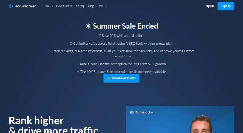 Ranktracker's own site