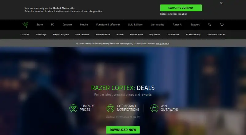 Razer Cortex: Deals's own site