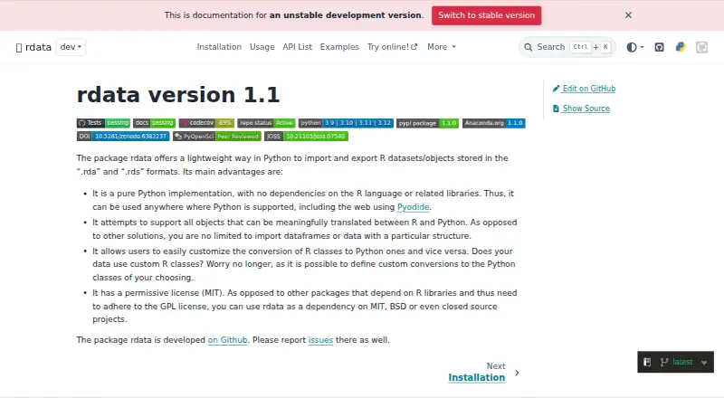 rdata's own site