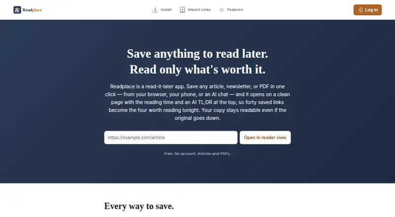 Readplace's own site