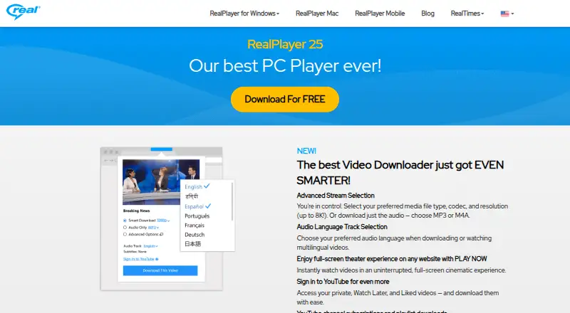 RealPlayer's own site