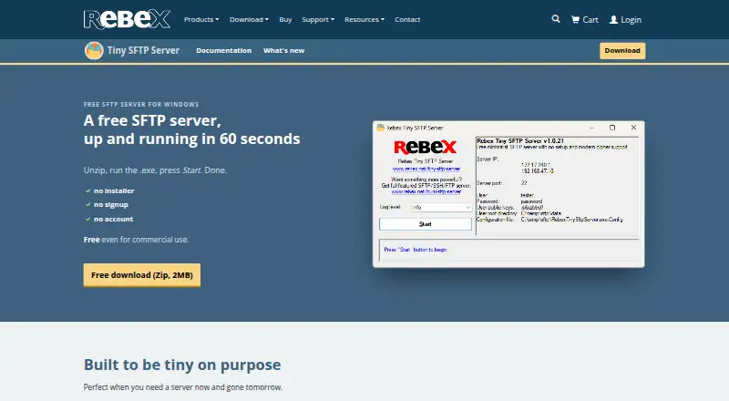 Rebex Tiny SFTP Server's own site