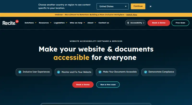 Recite Me Accessibility Checker's own site