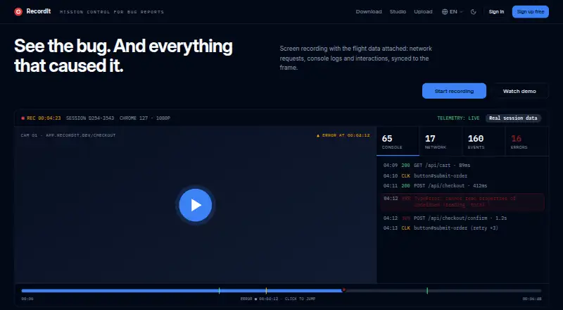 RecordIt's own site