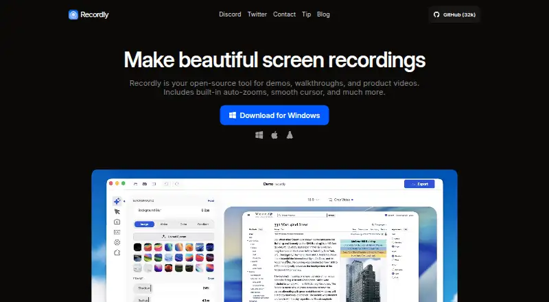 Recordly's own site
