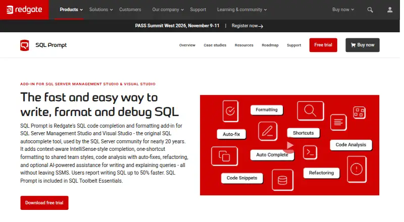 Redgate SQL Prompt's own site