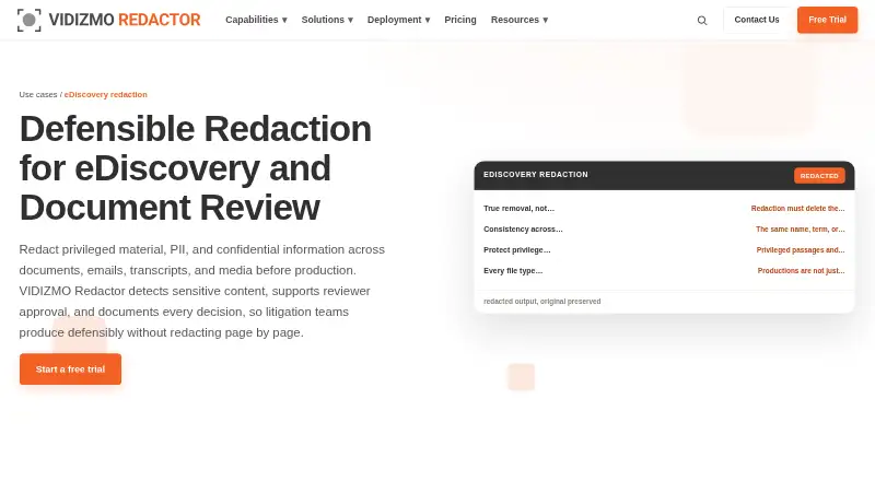 VIDIZMO Redactor's own site