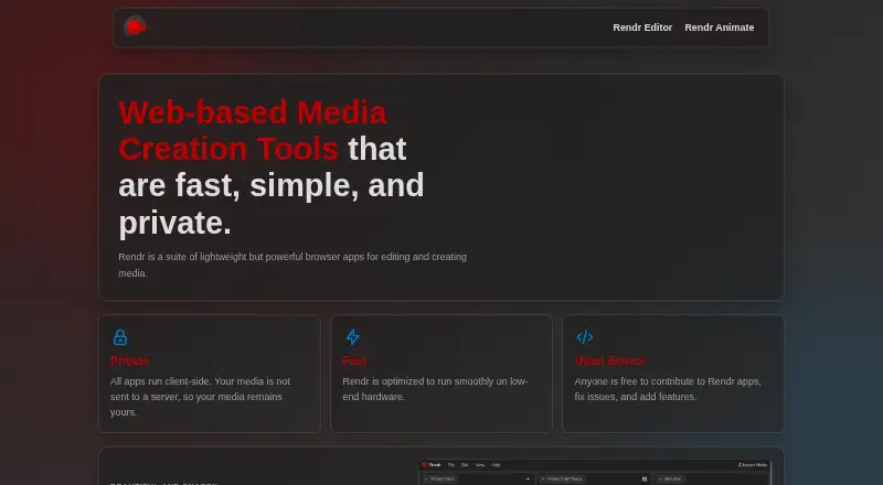 Rendr Editor's own site