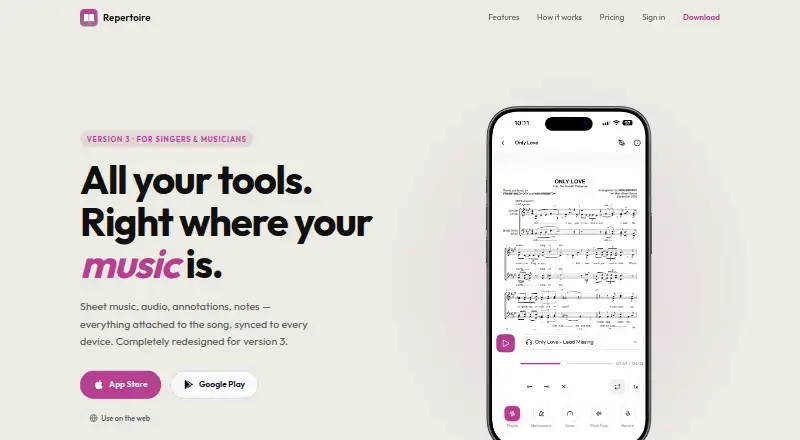 Repertoire's own site