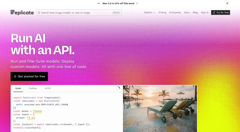 Replicate's own site