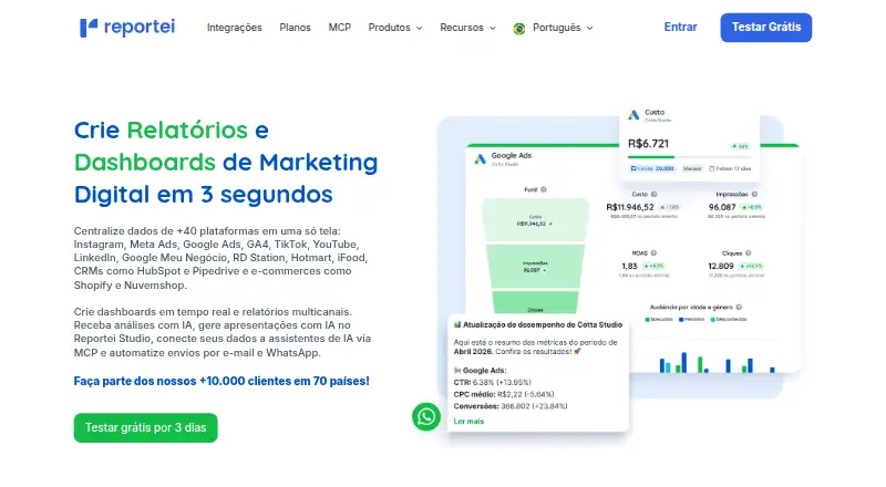 Reportei's own site