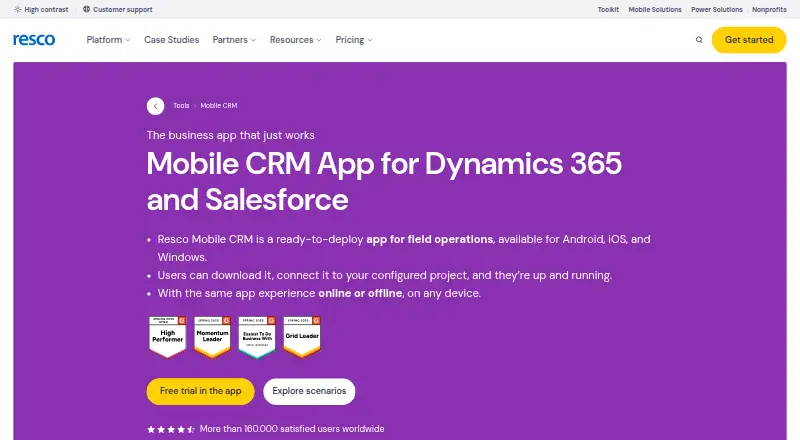 Resco Cloud CRM's own site