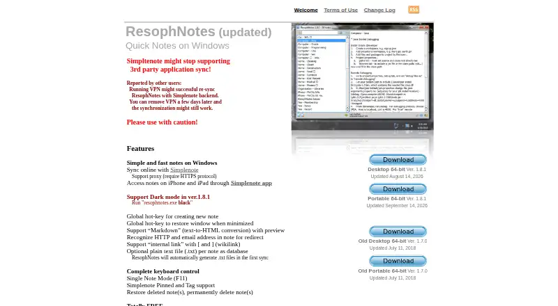 ResophNotes's own site