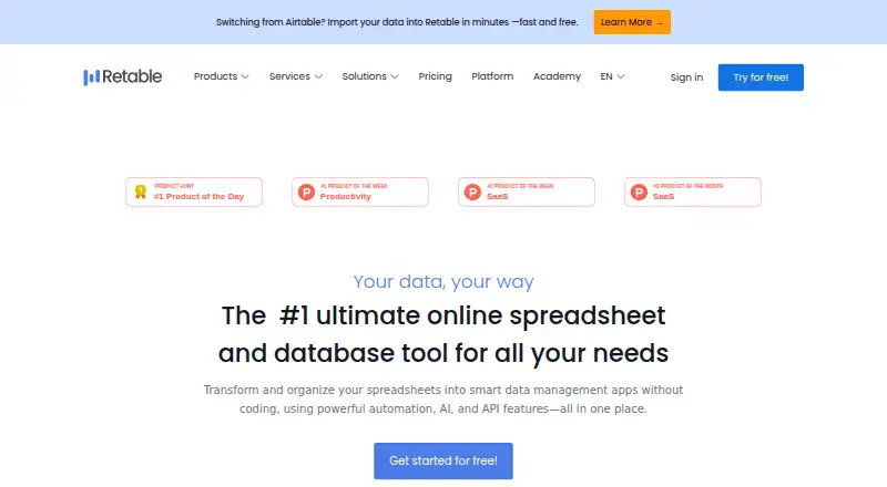 Retable's own site