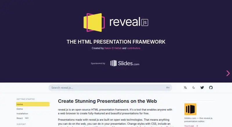 reveal.js's own site