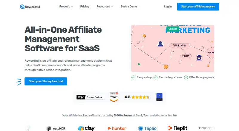 Rewardful's own site