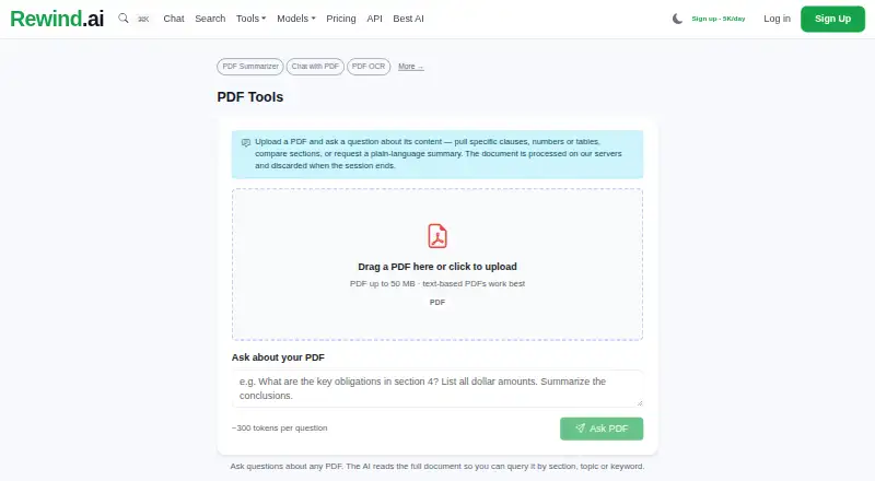 Rewind PDF Tools's own site