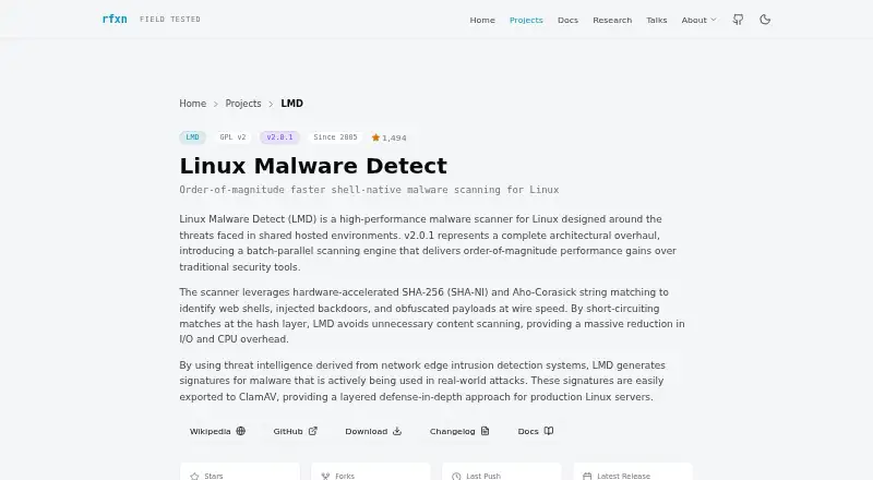 Linux Malware Detect's own site