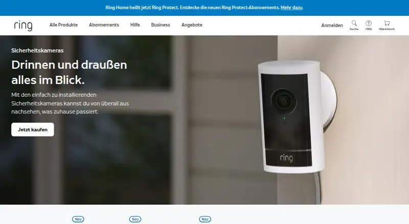 Ring app's own site