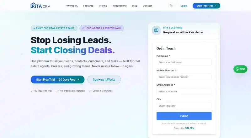 RiTA CRM's own site