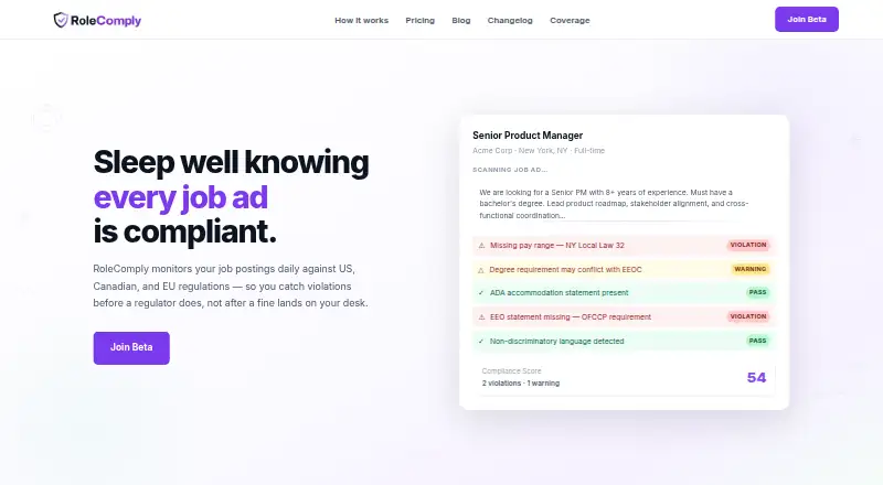 RoleComply's own site