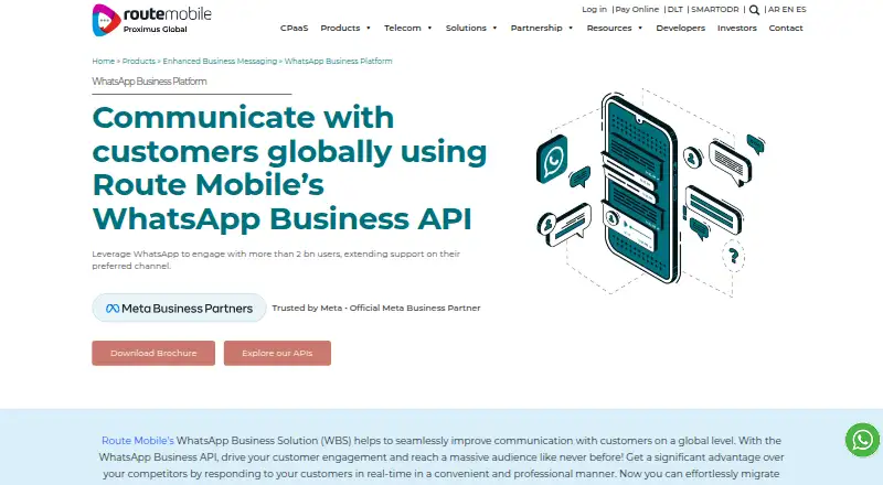 Route Mobile WhatsApp Business Platform's own site