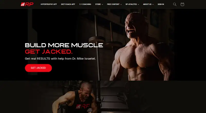RP Hypertrophy App's own site