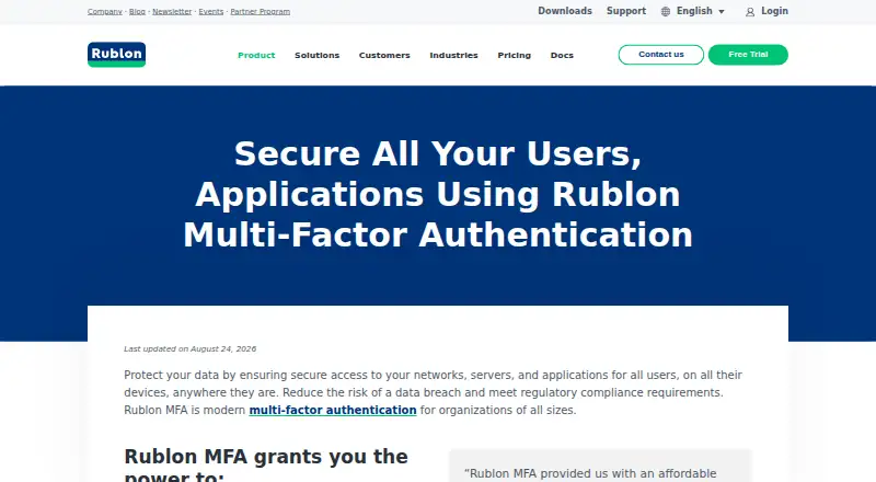 Rublon MFA's own site
