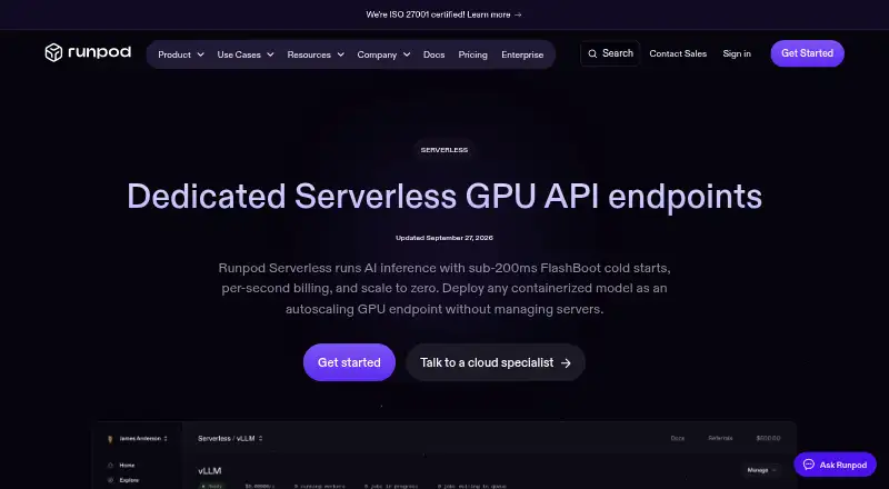 Runpod Serverless's own site