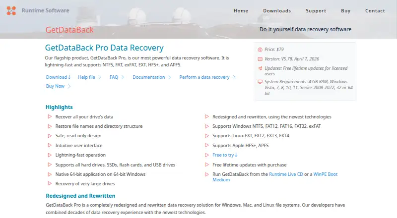 GetDataBack Pro's own site