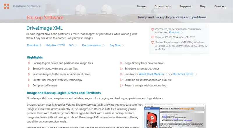 DriveImage XML's own site