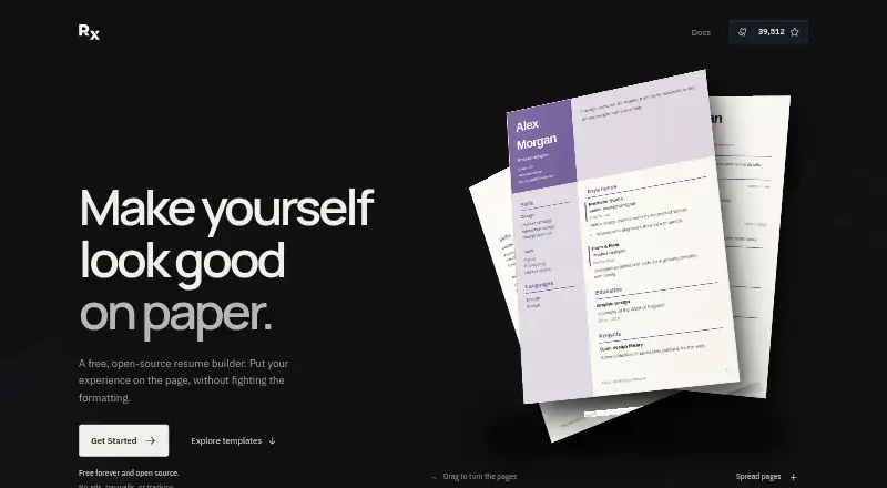 Reactive Resume's own site