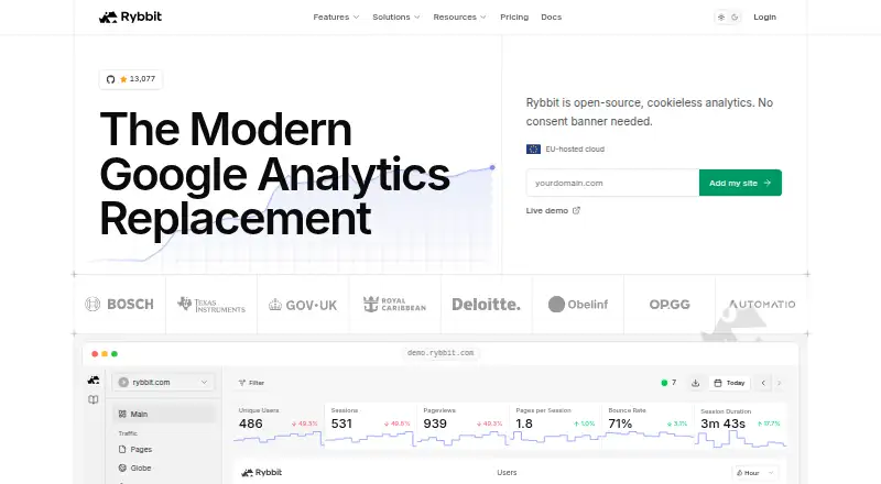 Rybbit's own site