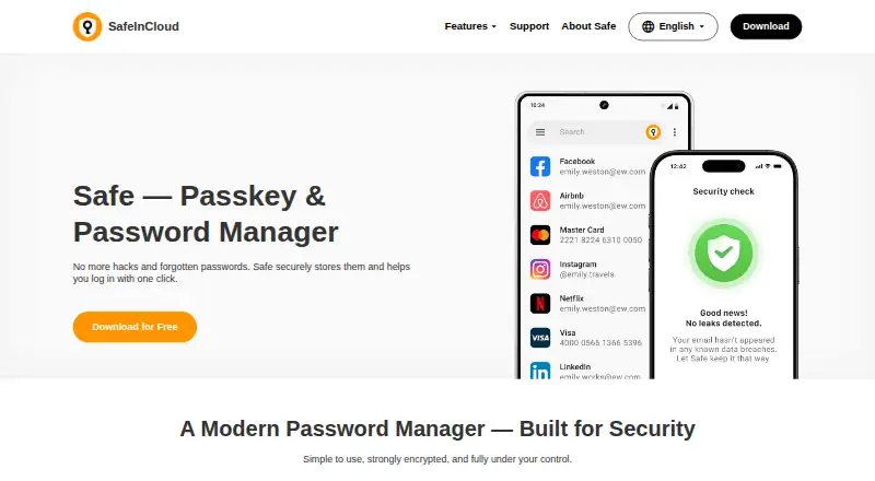 SafeInCloud's own site