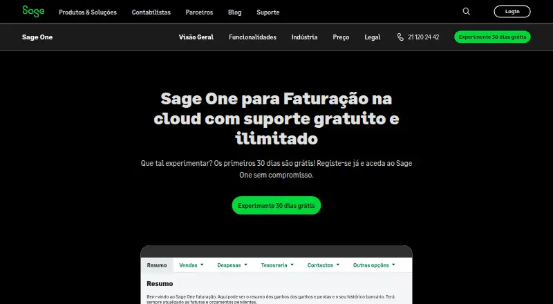 Sage One's own site