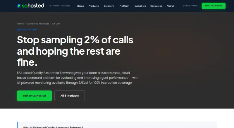 SA Hosted Quality Assurance Software (SA QAS)'s own site