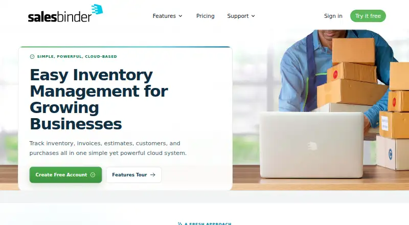 SalesBinder's own site
