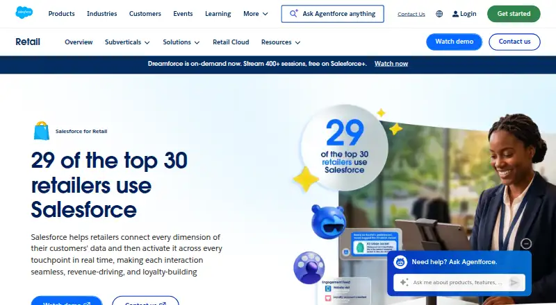 Salesforce for Retail's own site