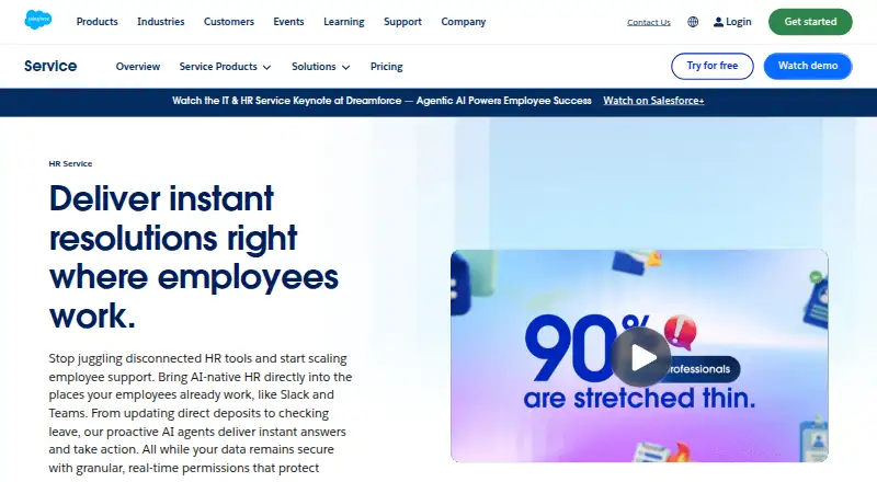 Salesforce HR Service's own site