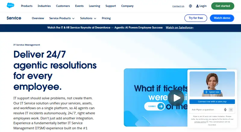 Agentforce IT Service's own site