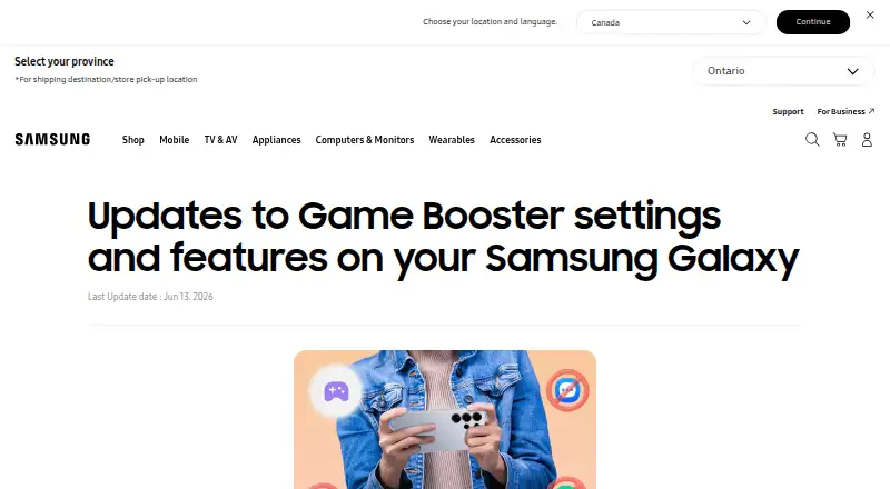 Samsung Game Booster's own site