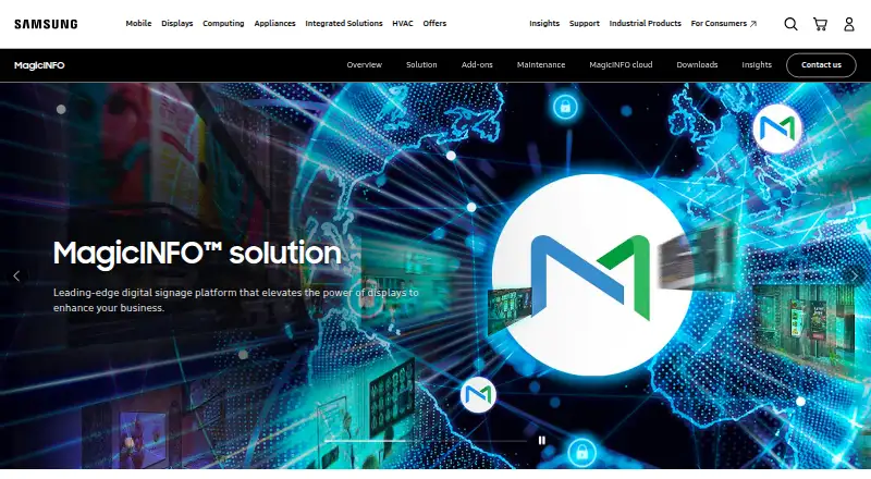 The MagicINFO Cloud homepage