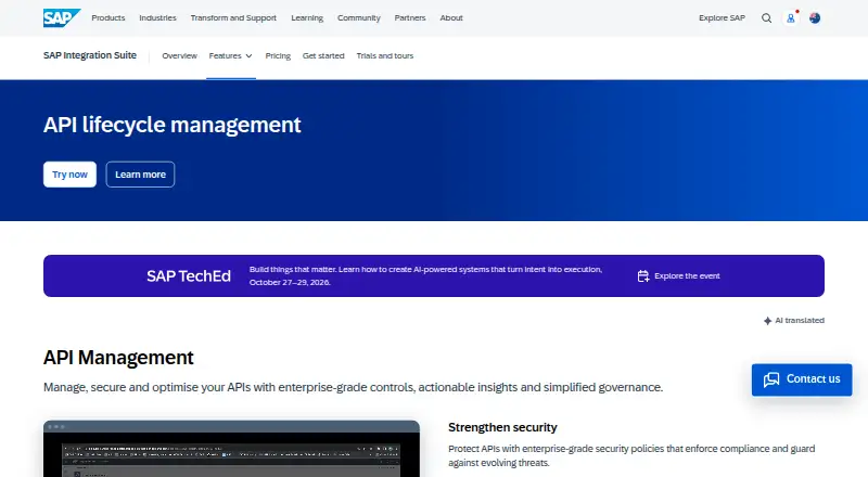 SAP API Management's own site
