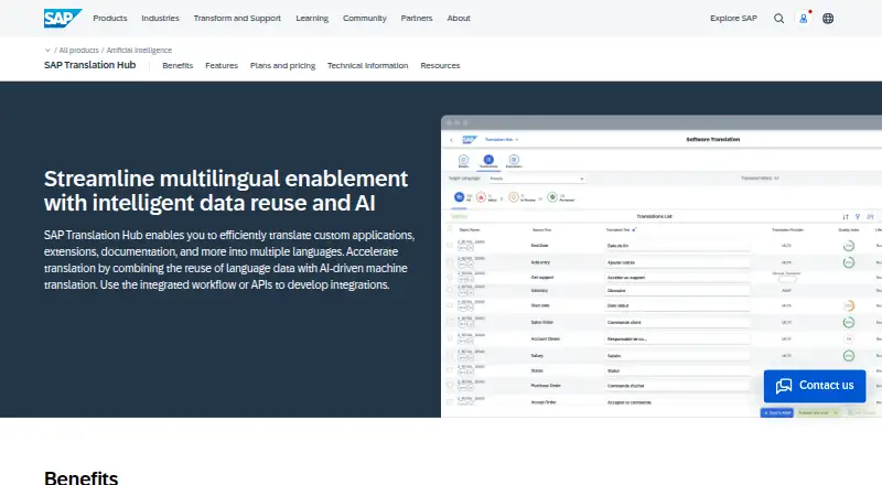 SAP Translation Hub's own site