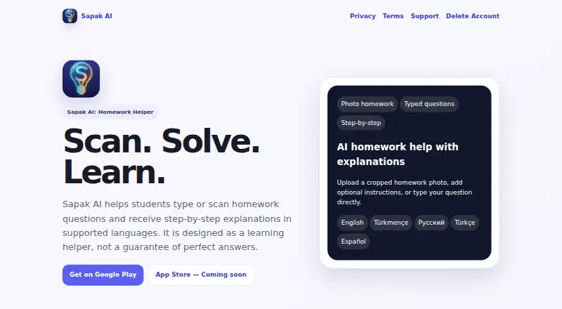 Sapak AI's own site