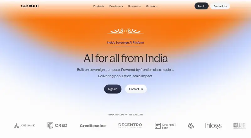 Sarvam Translate's own site